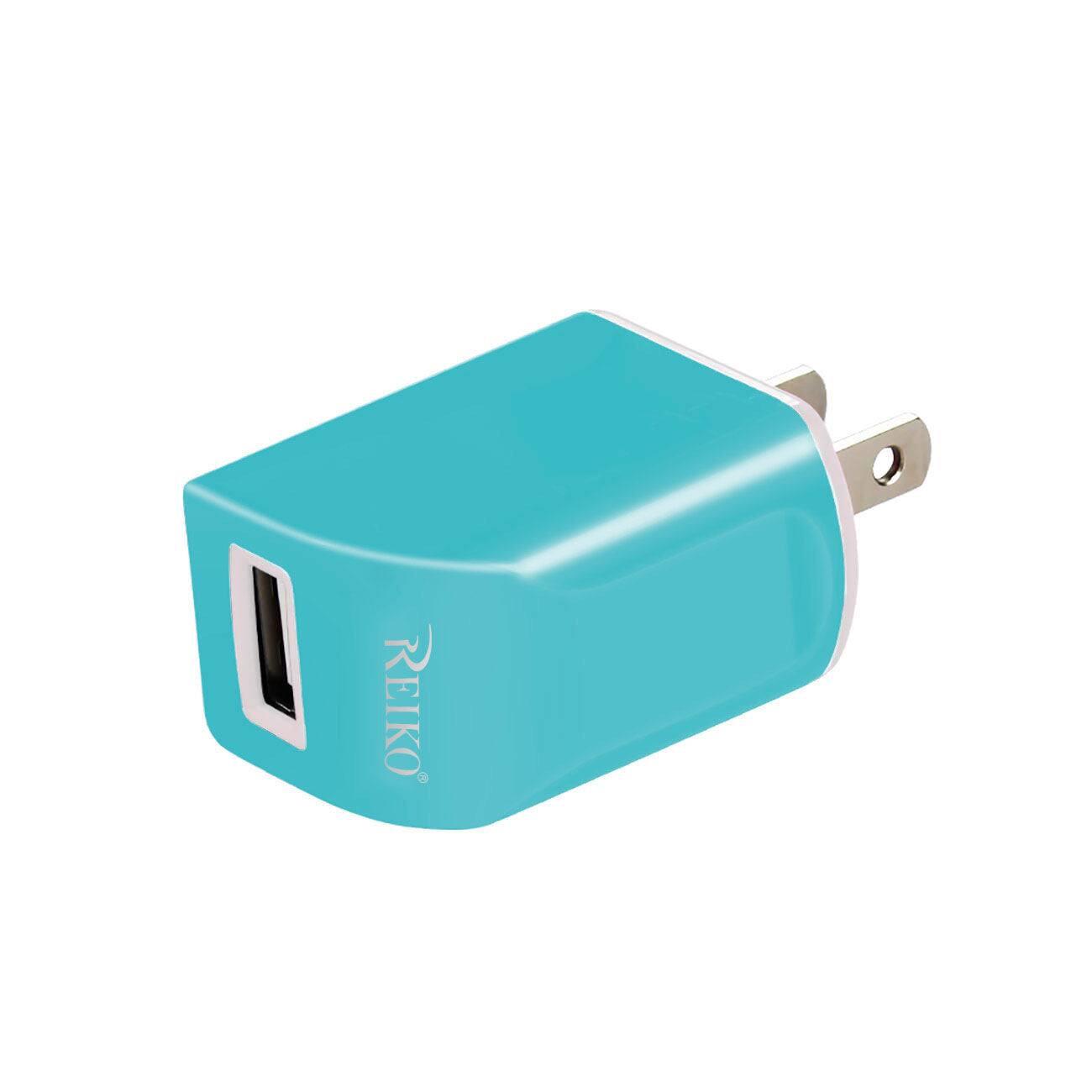 Reiko - 1 Amp Dual Color Portable Travel Usb Adapter Charger In - Blue