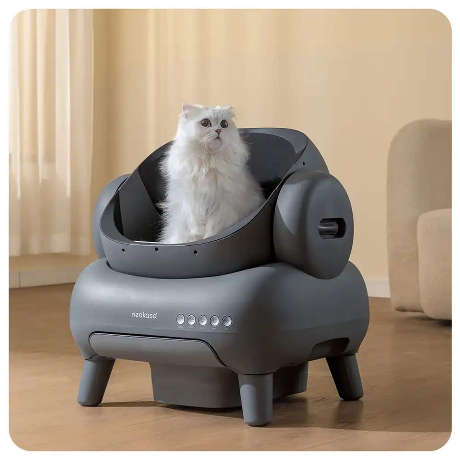 Alt View 18. NEAKASA - M1 Open-Top Self-Cleaning Smart App-Controlled Odor-Free Cat Litter Box with Extended Capacity - Charcoal.