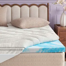 Bestier - 3-Inch Gel Memory Foam Mattress Topper with Cooling Cover - White