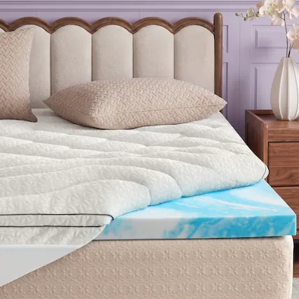 Front. Bestier - 3-Inch Gel Memory Foam Mattress Topper with Cooling Cover - Light Gray.