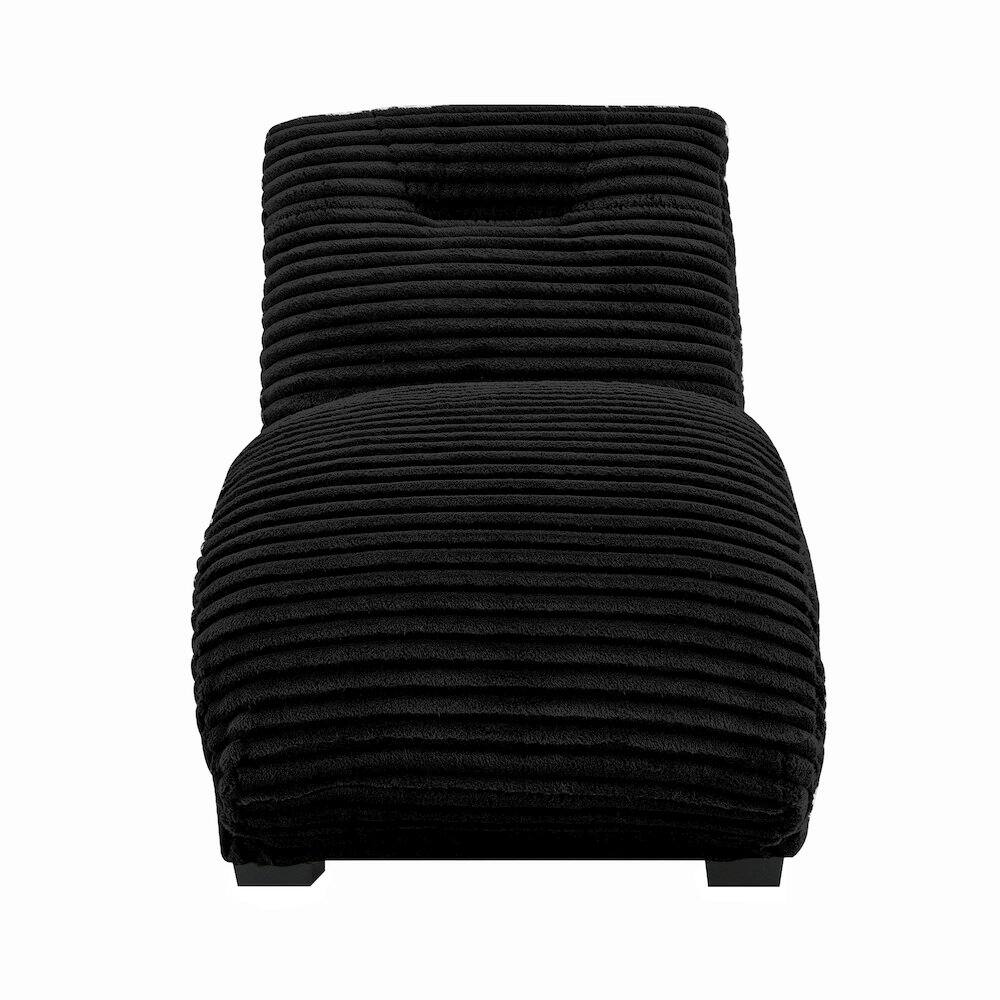 Front. Picket House Furnishings - Victoria Chaise in Masis Black - Black.