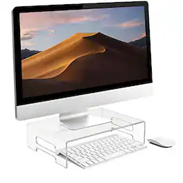 Sorbus - Acrylic Monitor Stand, Laptop Riser with Carry Handles, Use as Desktop Monitor Stand, Computer - Clear