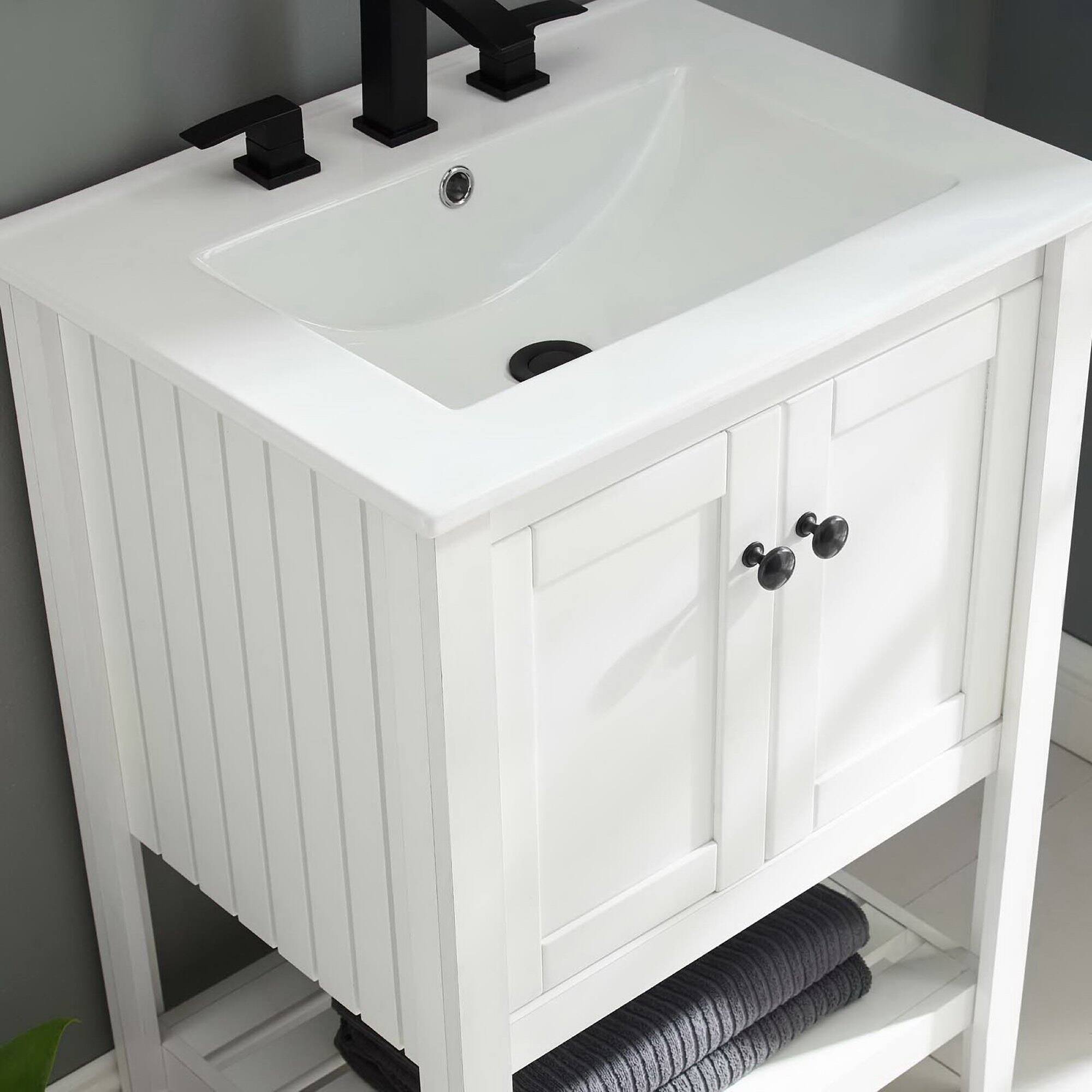 Alt View 1. Modway - Prestige Bathroom Vanity Basin Included - White White.
