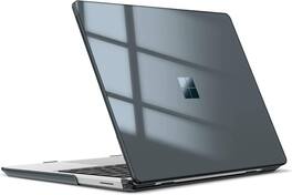 Fintie - Case for 12.4 Inch Microsoft Surface Laptop Go 3/2/1 (Model 2013/1943) Snap On Hard Shell Cover - Crystal Black