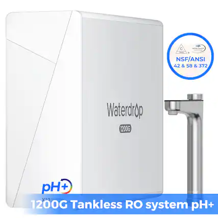 - C WELIR E QUALITY
- NSF/ANSI 42 & 58 & 372
- Waterdrop 1200G
- pH+
- 1200G Tankless RO system pH+