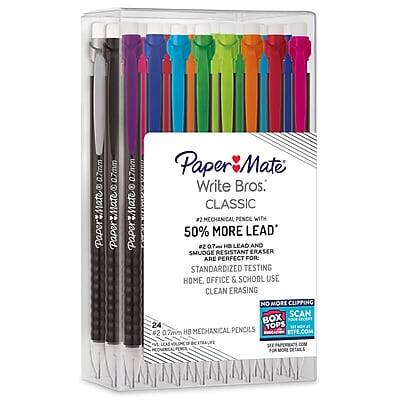 Paper Mate Write Bros. Classic 0.7mm Mechanical Pencils with 50% More Lead

- 0.7mm HB Mechanical Pencils
- Smooth Resistant Eraser
- Perfect for Standardized Testing, Home, Office & School Use
- Clean Erasing
- No More Cupping
- Scan 24 Box Tops
- 24 Pencils per Pack
- 0.7mm Lead
- HD Lead
- Made in USA

For details, visit: papermate.com