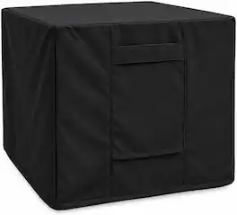 KHOMO GEAR - Outdoor Ottoman Cover Waterproof, Square Patio Ottoman and Coffee Table Cover with Air Vent - 16"L x 16"W x 15"H - Black