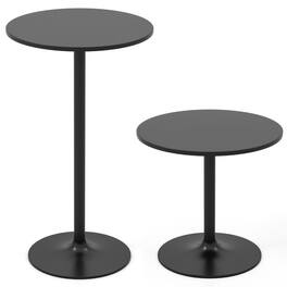 SlickBlue - Modern Round Cocktail Table with Metal Base and MDF Top for Living Room - Black