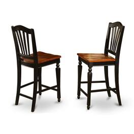 FurniFact - Elegant Counter Height Chairs – Wooden Bar Stools with Backs - Black & Cherry
