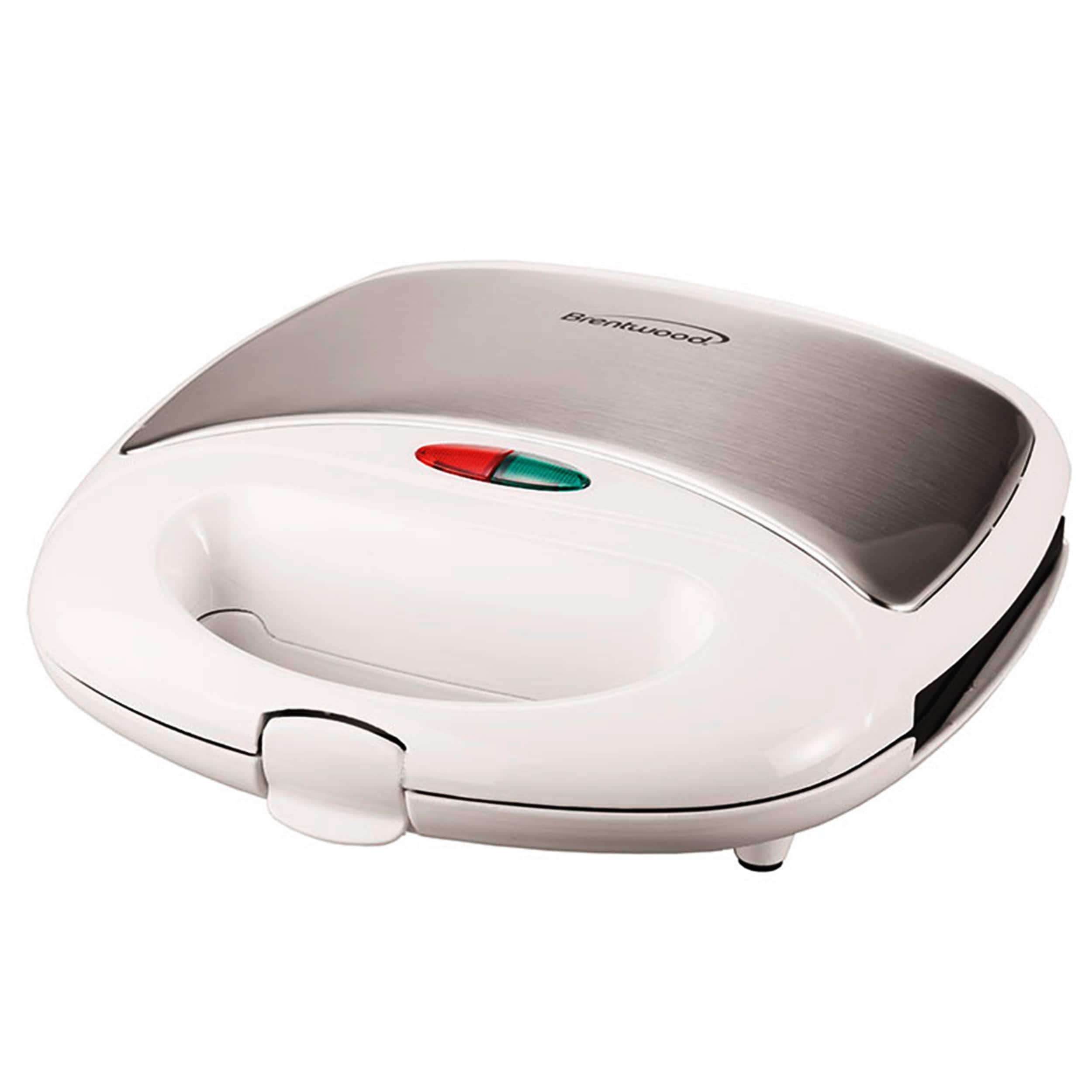 Front. Brentwood - Brentwood Non Stick Panini Press and Sandwich Maker in White - White.