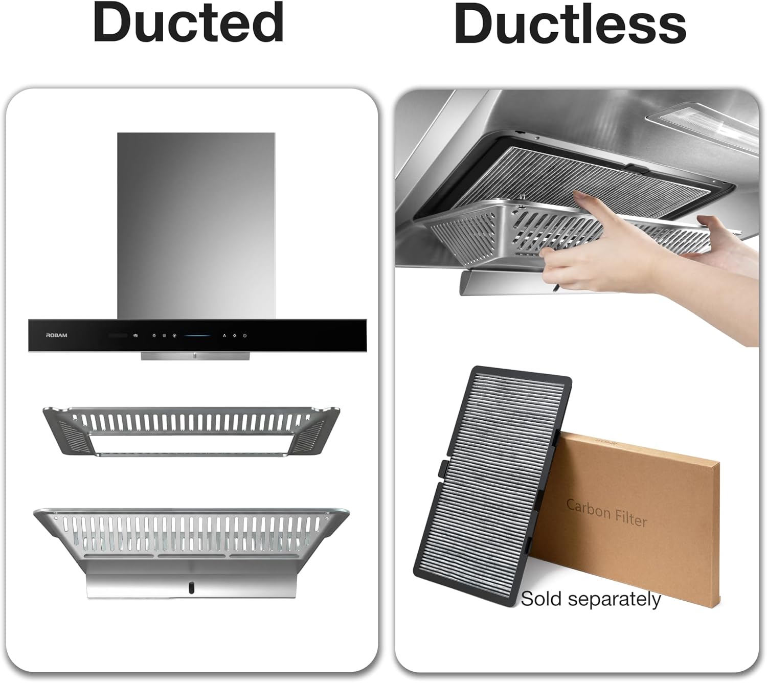 Ducted  
Ductless  
ROBAM  
Carbon Filter  
Sold separately