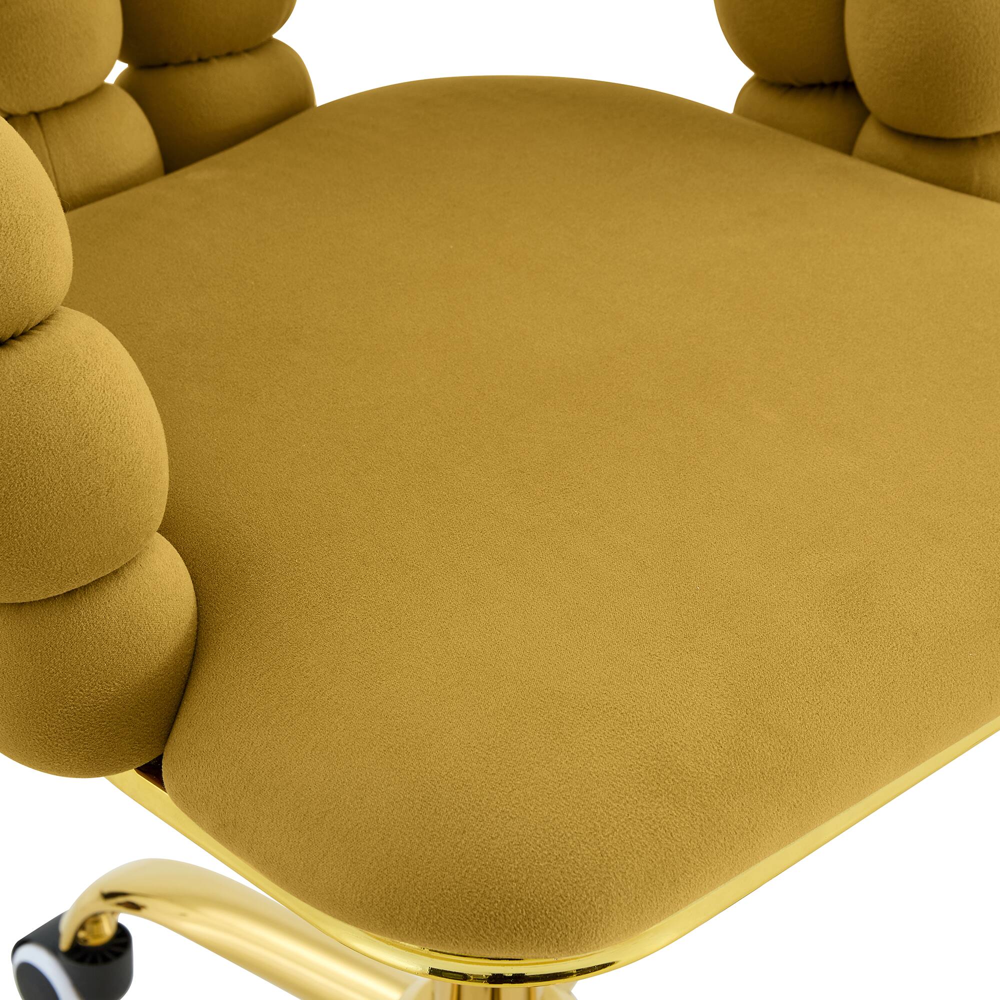 Alt View 10. Loheer - Loheer- Velvet Desk Chair Adjustable Swivel Makeup Desk Chair with Bubble Back, 2.82 ft Mustard Yellow - Gold,Yellow.