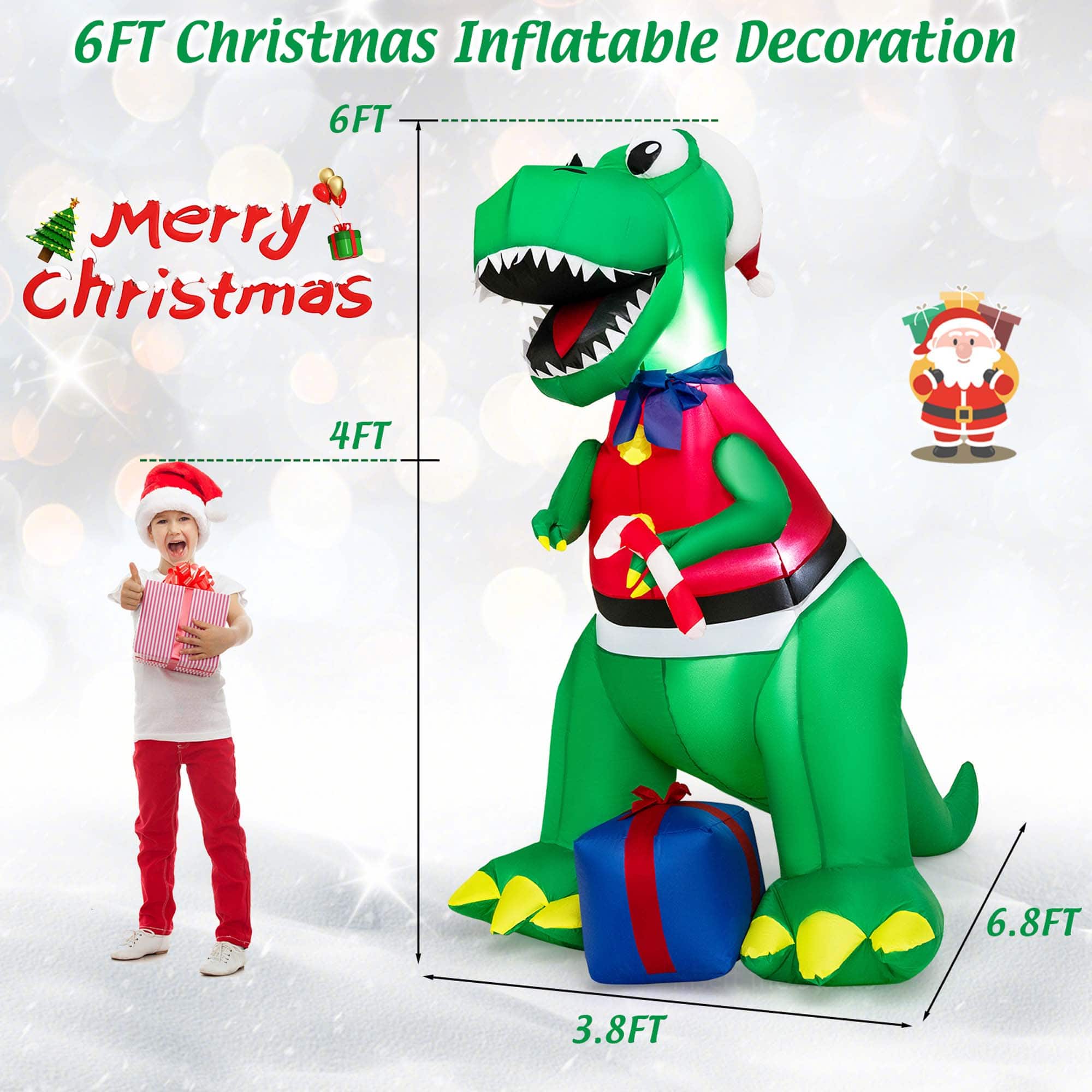 6FT Christmas Inflatable Decoration 6FT Merry Christmas 4FT 6.8FT 3.8FT