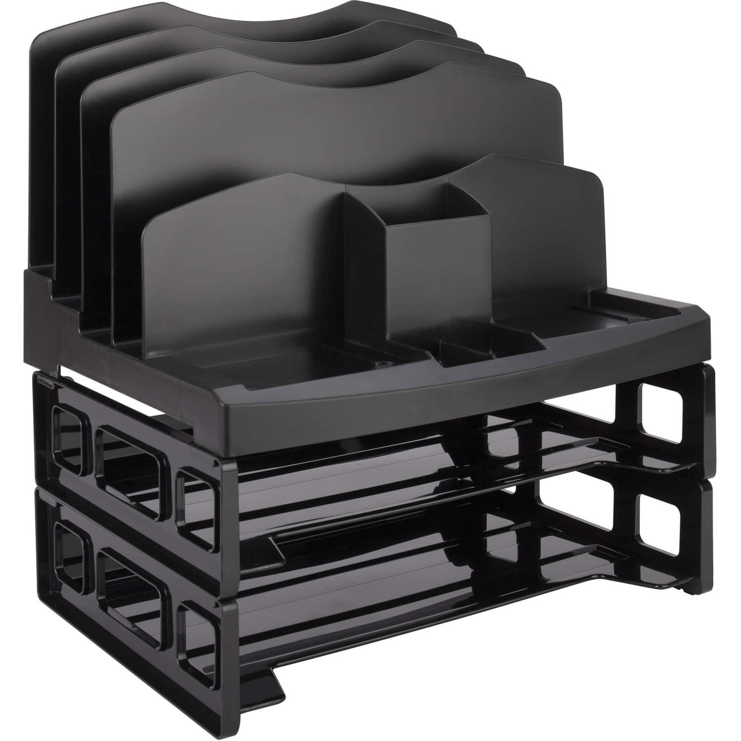 Business Source - Smart Sorter Letter Tray/Organizer 9 Compartment s Desktop 1 Box - Black