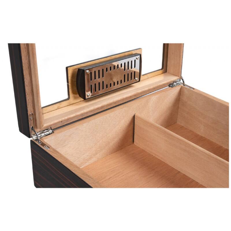 Alt View 1. Prestige - Kensington Humidor Gift Set - Ultra-Rich High Gloss Ebony Cherry Wood Finish.