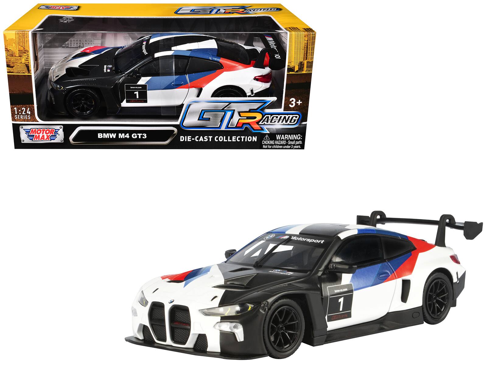 BIR XEITT I  
1:24 SERIES MOTOR MAX - 1  
BMW M4 GT3  
3+ GIRACING DIE-CAST COLLECTION  
WARNING: CHOKING HAZARD Small parts. Not for children under 3 years.  
MOTORSPORT - 1 Mim