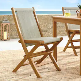 Vienna Outdoor Patio Teak and Rope Folding Chairs Set of 4 by Modway - Natural Natural