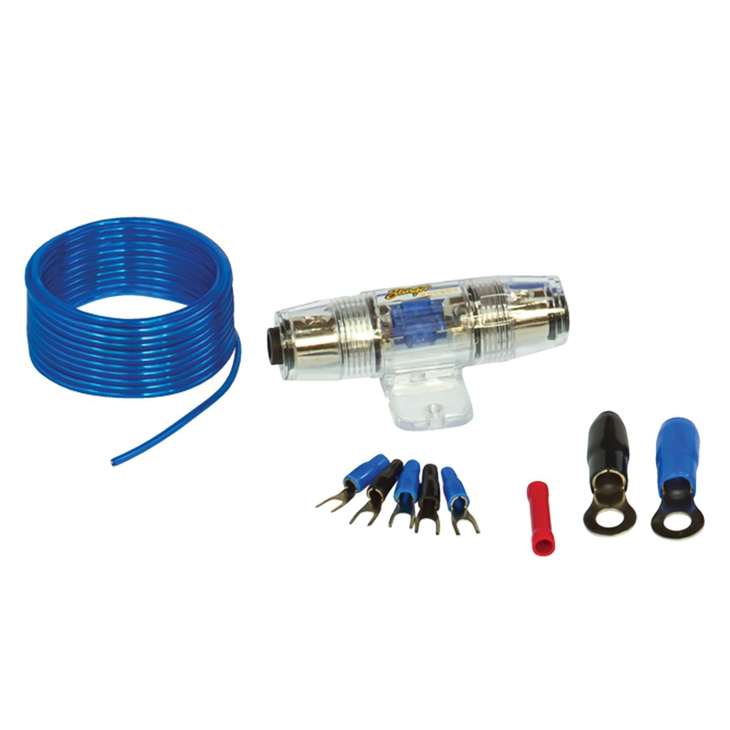 Left. Stinger - Select 4-Gauge Mini-ANL Amp Installation Kit - Blue.