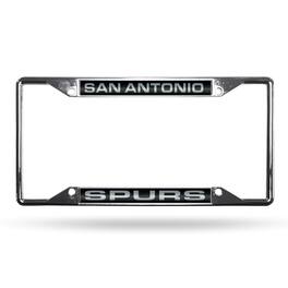Rico Industries - San Antonio Spurs NBA All Corner EZ View Chrome Metal Laser Cut License Plate Frame - Multi
