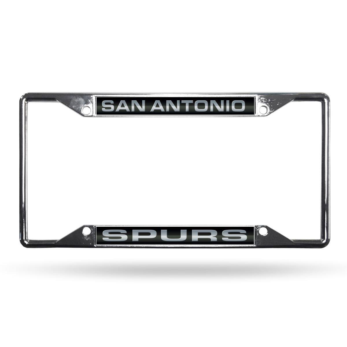 San Antonio Spurs NBA All Corner EZ View Chrome Metal Laser Cut License Plate Frame
