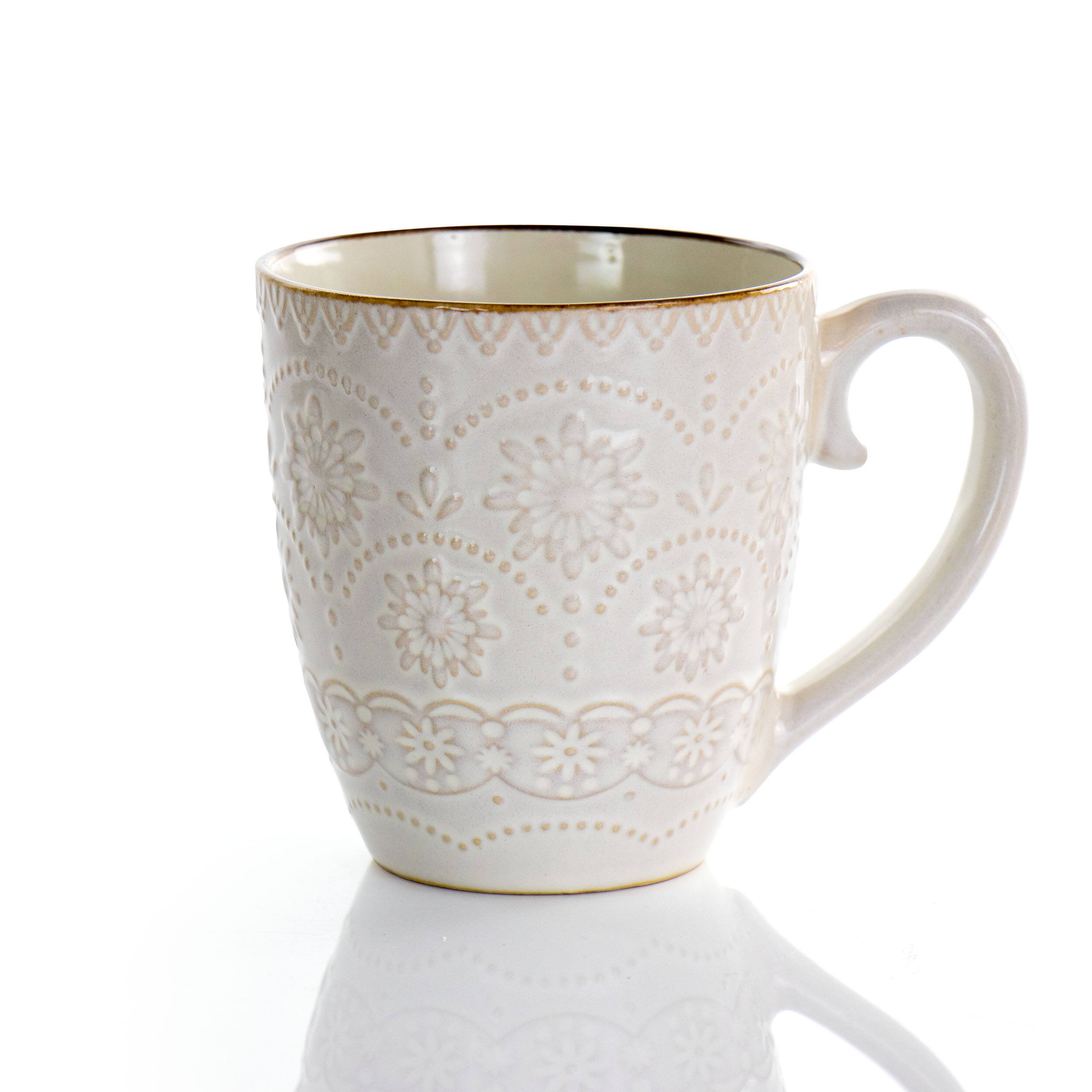 Alt View 7. Elama - Elama Contessa 16 Piece Embossed Scalloped Stoneware Dinnerware Set in Ivory - Ivory.