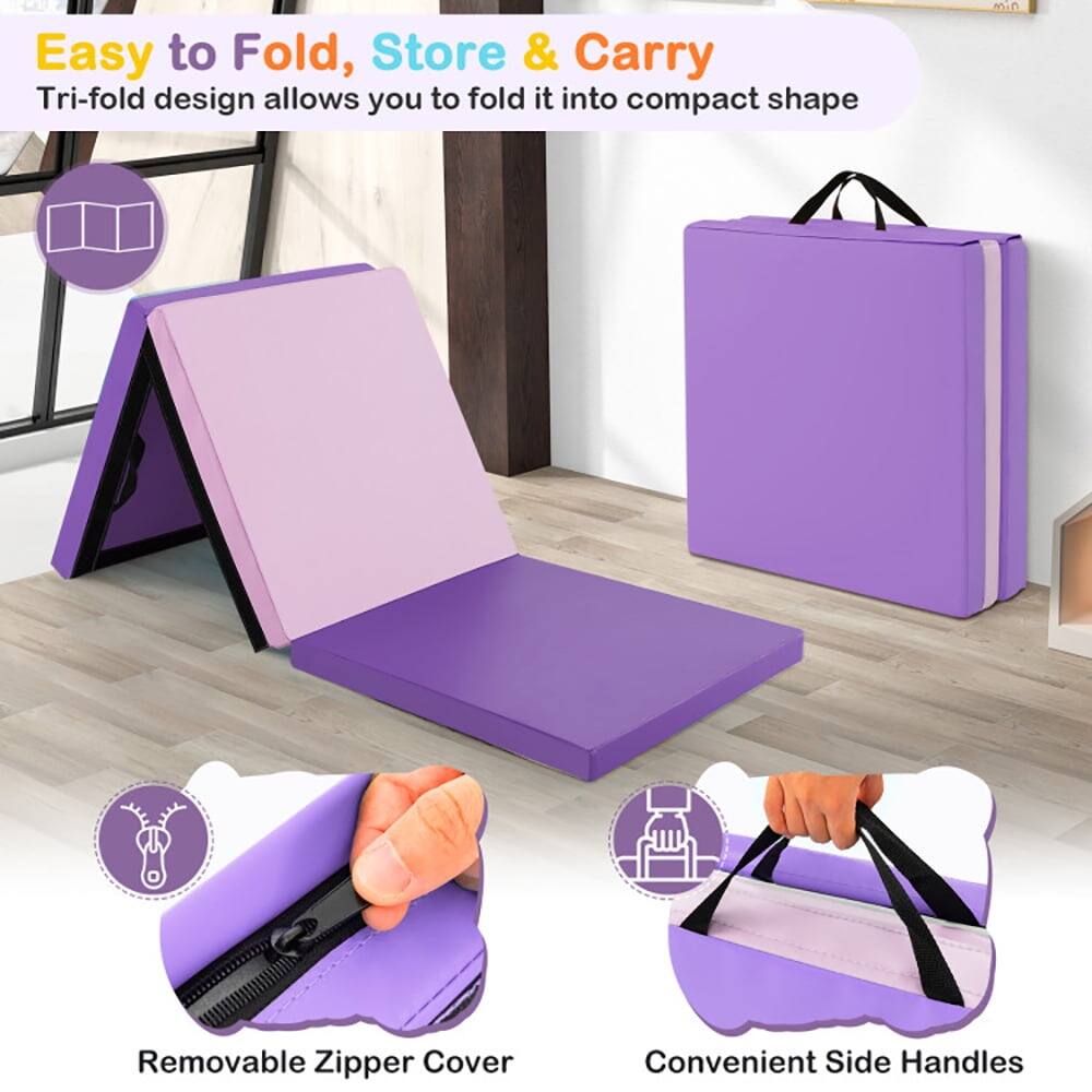 Easy to Fold, Store & Carry  
Tri-fold design allows you to fold it into compact shape  

Removable Zipper Cover  

Convenient Side Handles