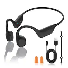 Front. PRIMEPLUS - Lightweight IPX6 Sweat Resistant Sports Headphone, Open Ear Bone Conduction Headphones, Wireless Bluetooth 6.0 with Mic - Black.