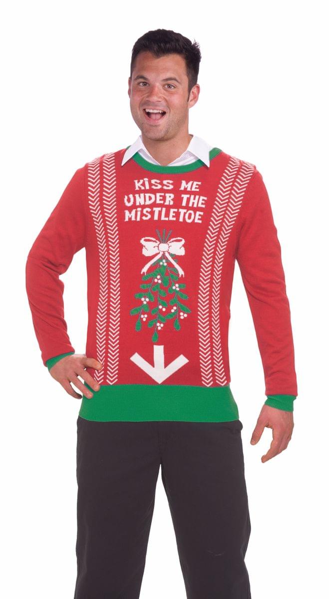 Forum Novelties - Ugly Christmas Under The Mistletoe Adult Sweater Medium - Red price history on PriceWatchPro