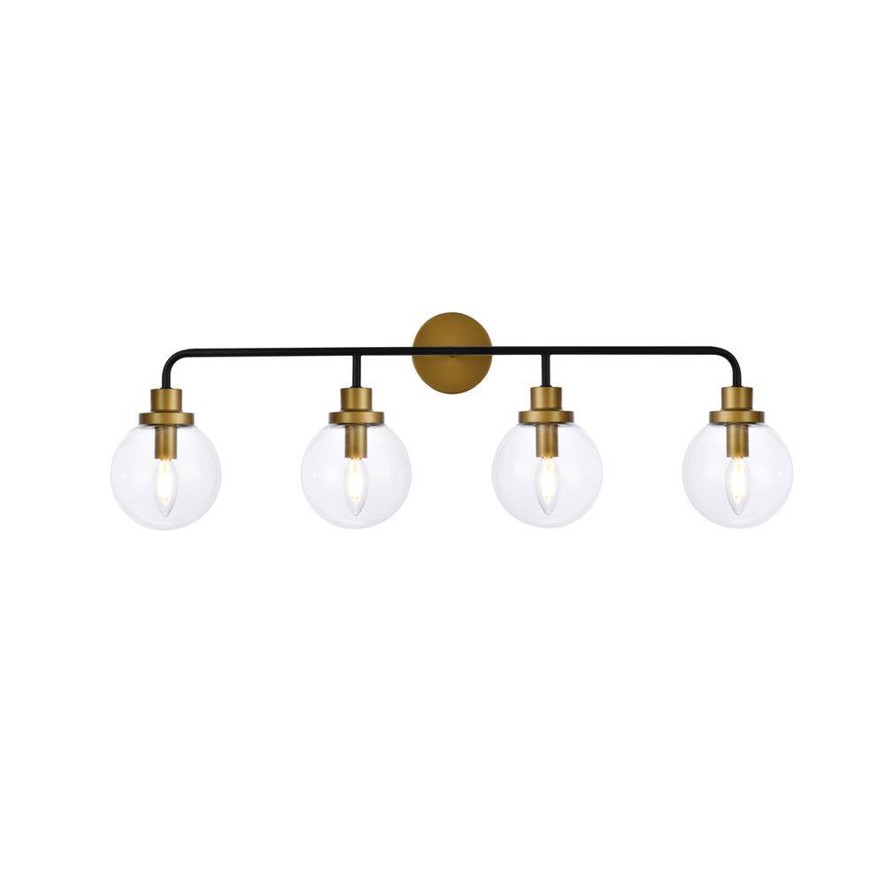 Alt View 3. Living District - Hanson 4 lights bath sconce in black with brass with clear shade - Black And Brass And Clear Shade.