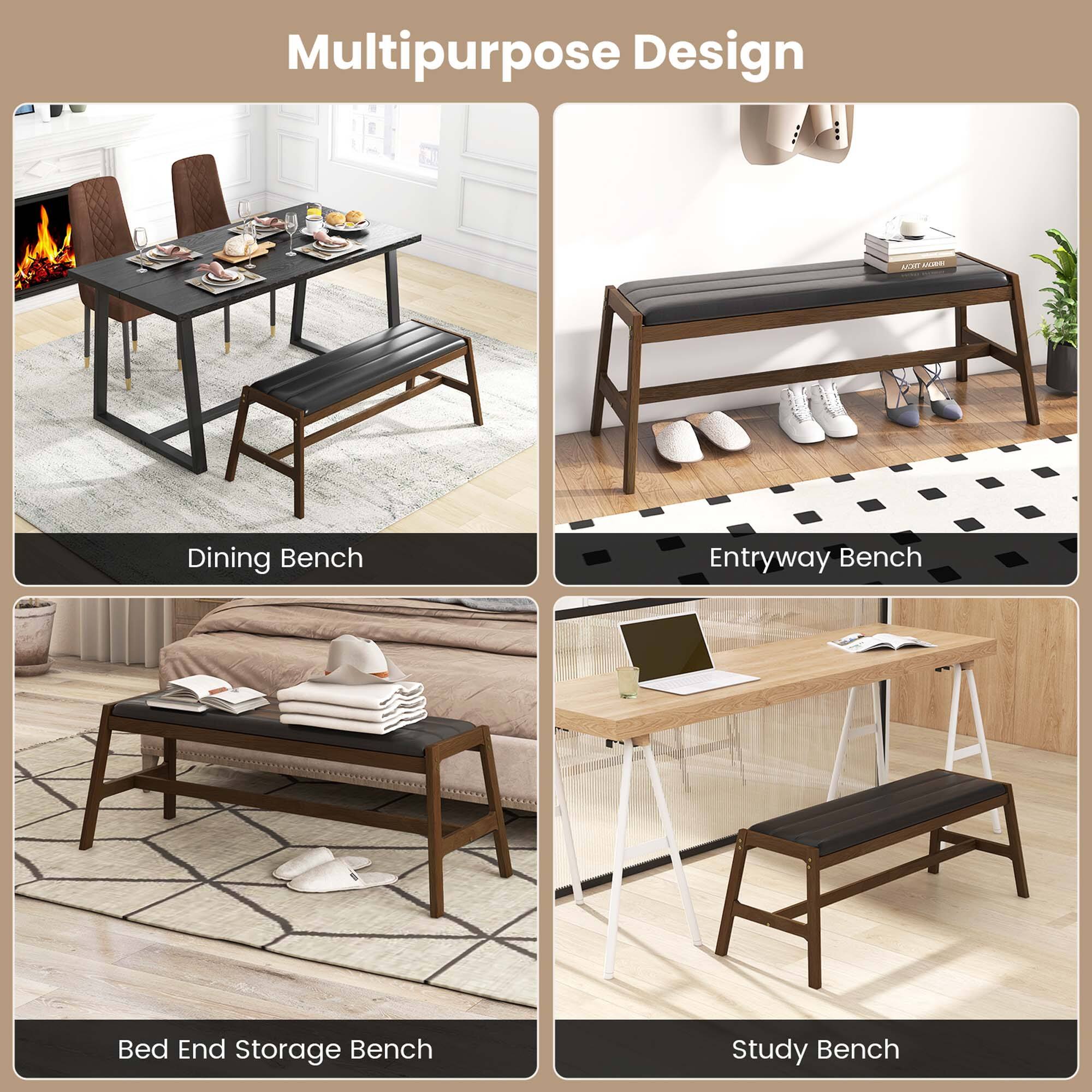 Multipurpose Design:

* Dining Bench
* Entryway Bench
* Bed End Storage Bench
* Study Bench

The image showcases various multipurpose furniture designs, including a dining bench, entryway bench, bed end storage bench, and study bench. Each design serves multiple functions, making them practical and versatile for different living spaces.