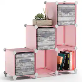 Sorbus - 6 Cube Storage Organizer –Waterproof Cubby Shelf - Closet, Toys, Books, Shoes, Décor –Bedroom, Living Room, Kids - Pink