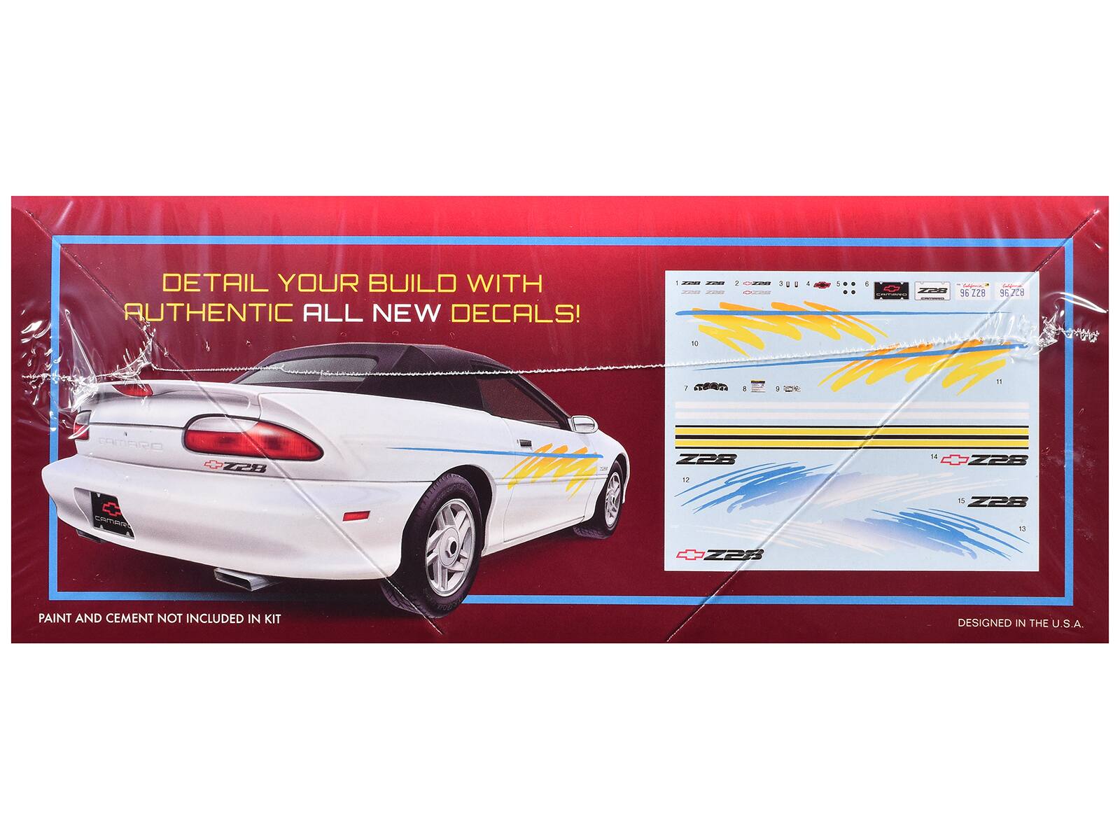 DETAIL YOUR BUILD WITH AUTHENTIC ALL NEW DECALS!  
PAINT AND CEMENT NOT INCLUDED IN KIT  
DESIGNED IN THE U.S.A.