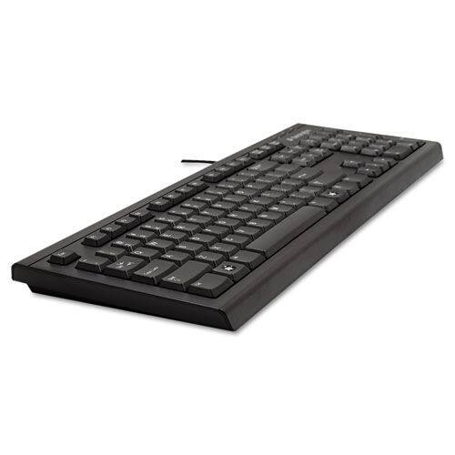 Angle. Kensington - Kensington K64370A Keyboard for Life Slim Spill-Safe Keyboard, 104 Keys - Black - Black.