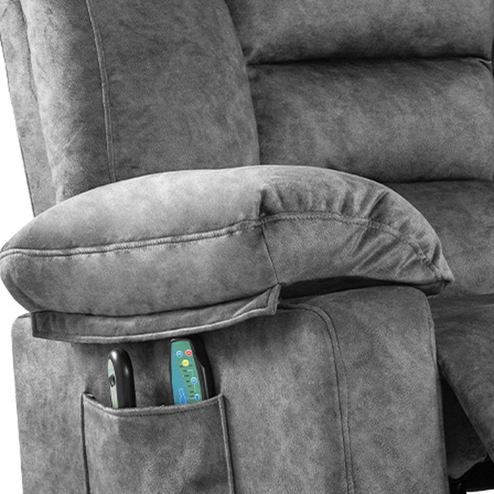 Alt View 9. Kadyn - Swivel Rocking Recliner Chair, 8-Point Massage & Heat, 360° Rotation, USB Port, Cup Holders, Gray - Gray.