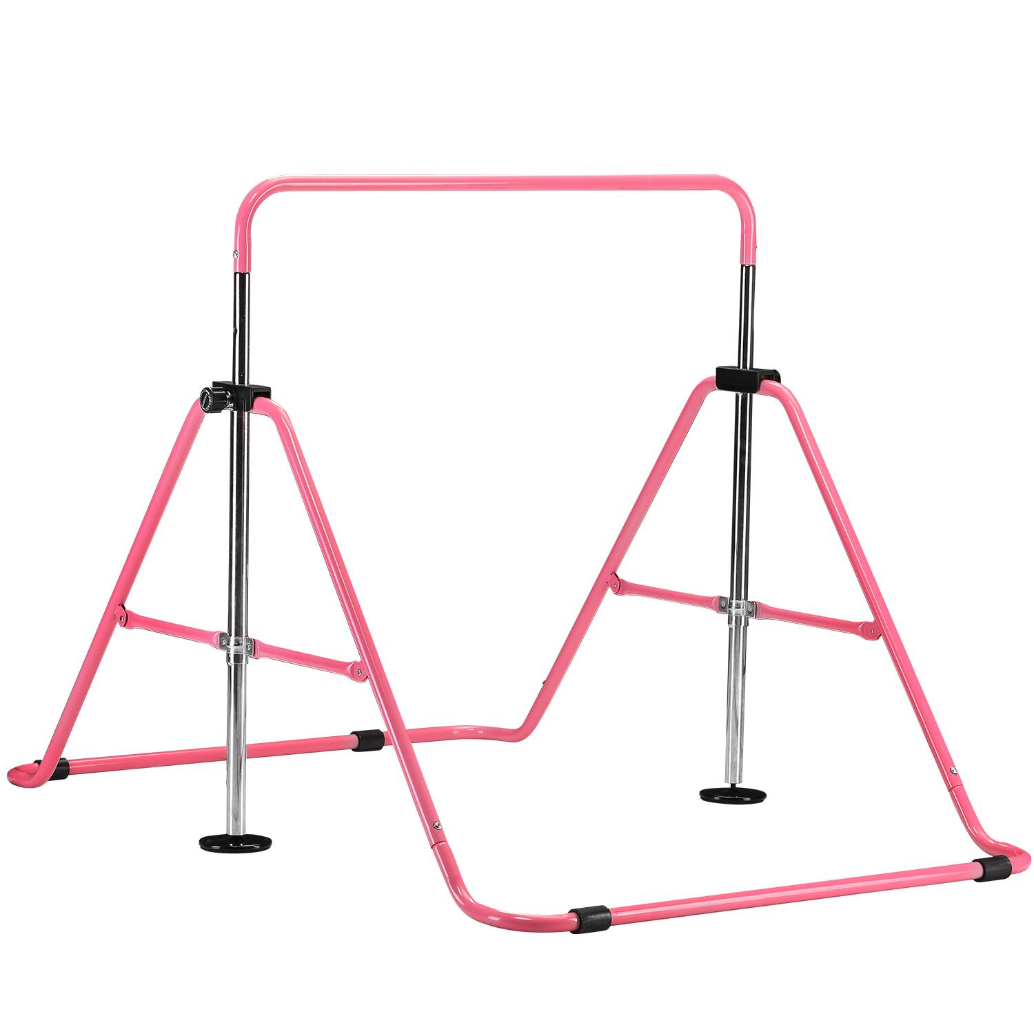 Alt View 7. Ainfox - Ainfox Gymnastics Bar Foldable Horizontal Bar Adjustable Height,Training Bar with Optional Mat - Pink-without Mat.