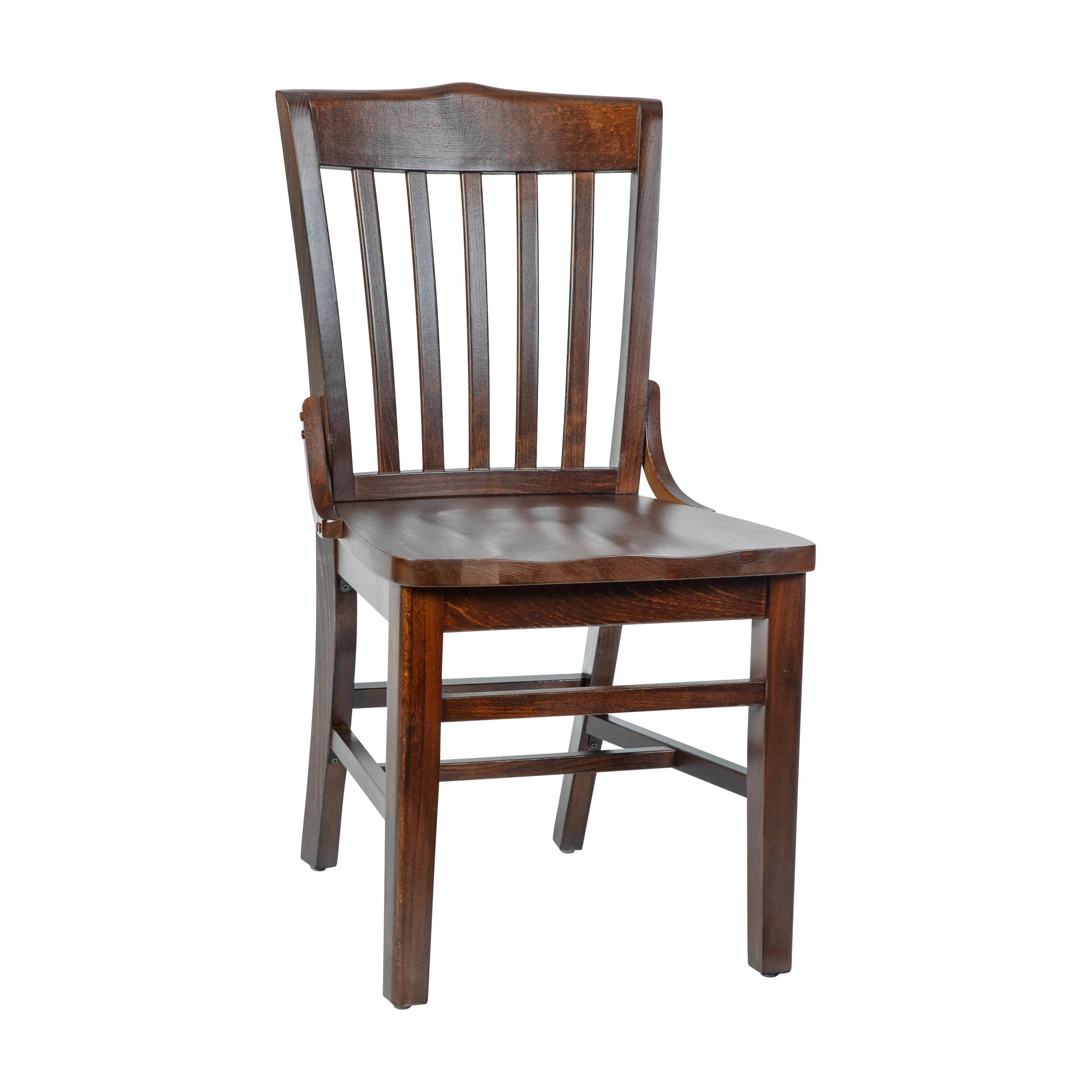 Front. Emma + Oliver - School House Back Wooden Restaurant Dining Chair - Walnut.