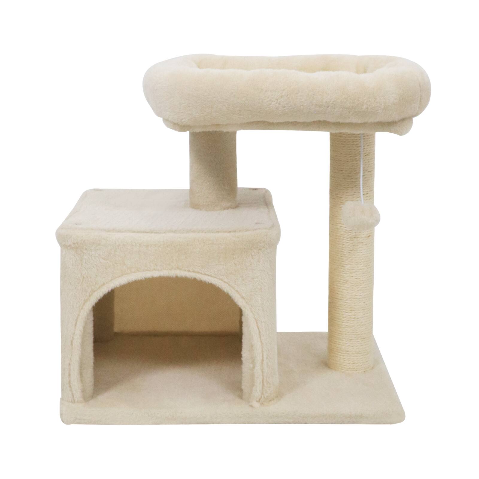 Alt View 9. Gymax - Gymax 19.5'' Small Cat Tree w/Large Padded Plush Perch Condo Sisal Scratching Posts Beige.