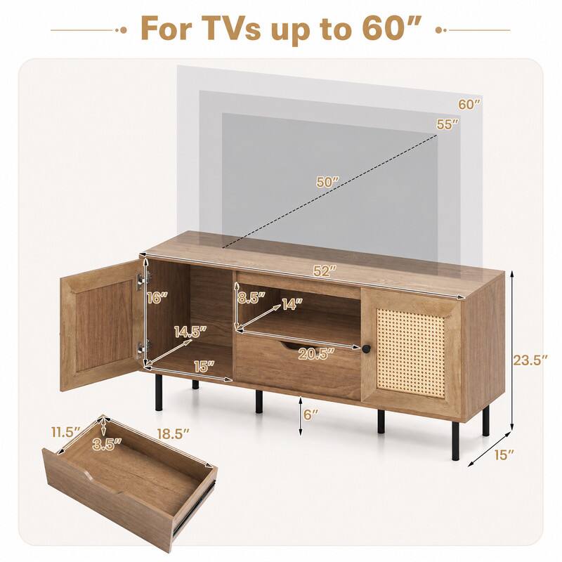 For TVs up to 60"

60"
55"
50"
52"
16"
8.5"
14"
14.5"
15"
20.5"
23.5"
11.5"
3.5"
18.5"
6"
15"