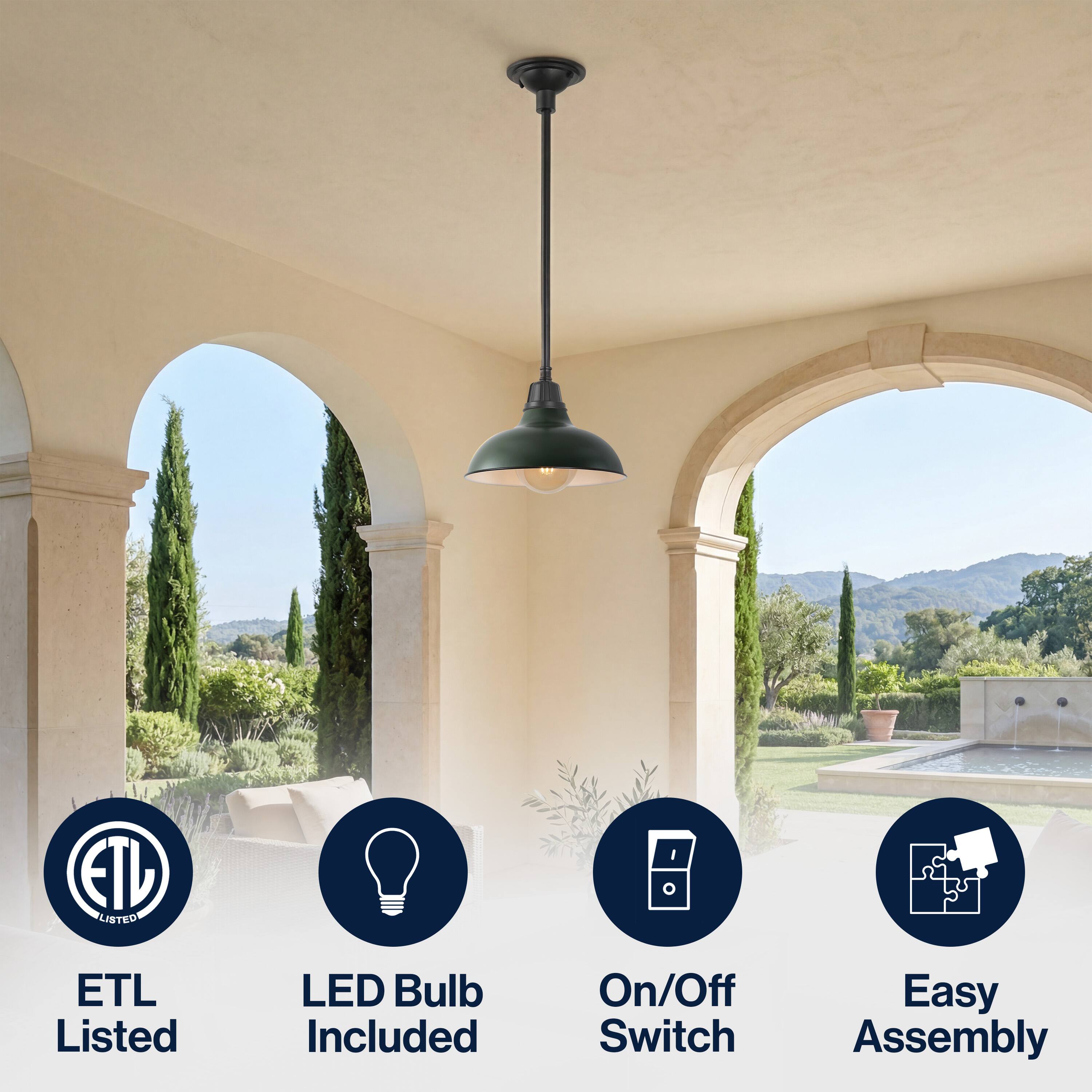 ETL Listed  
LED Bulb Included  
On/Off Switch  
Easy Assembly