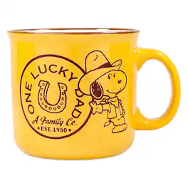 Silver Buffalo - Peanuts Snoopy "One Lucky Dad" 20-Ounce Ceramic Camper Mug - Yellow