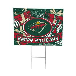 Evergreen Enterprises - Minnesota Wild 24" x 18" Happy Holidays Christmas Outdoor Staked Yard Sign - Multicolor