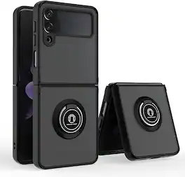 Entronix - Galaxy Z Flip 4 Case with Kickstand - Matte Grip Protection - Black