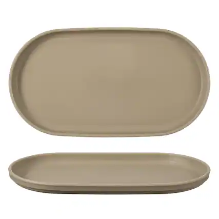 Front. Unique Bargains - 2pcs Fast Food Serving Trays, 9.4x5.1" Oval Reusable Restaurant Tray for Kitchen Coffee Fruit Burger Lunch - Khaki.