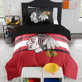 Sweet Home Collection - NHL Chicago Blackhawks Comforter & Pillow Sham Set- Twin/Twin XL - Multicolored
