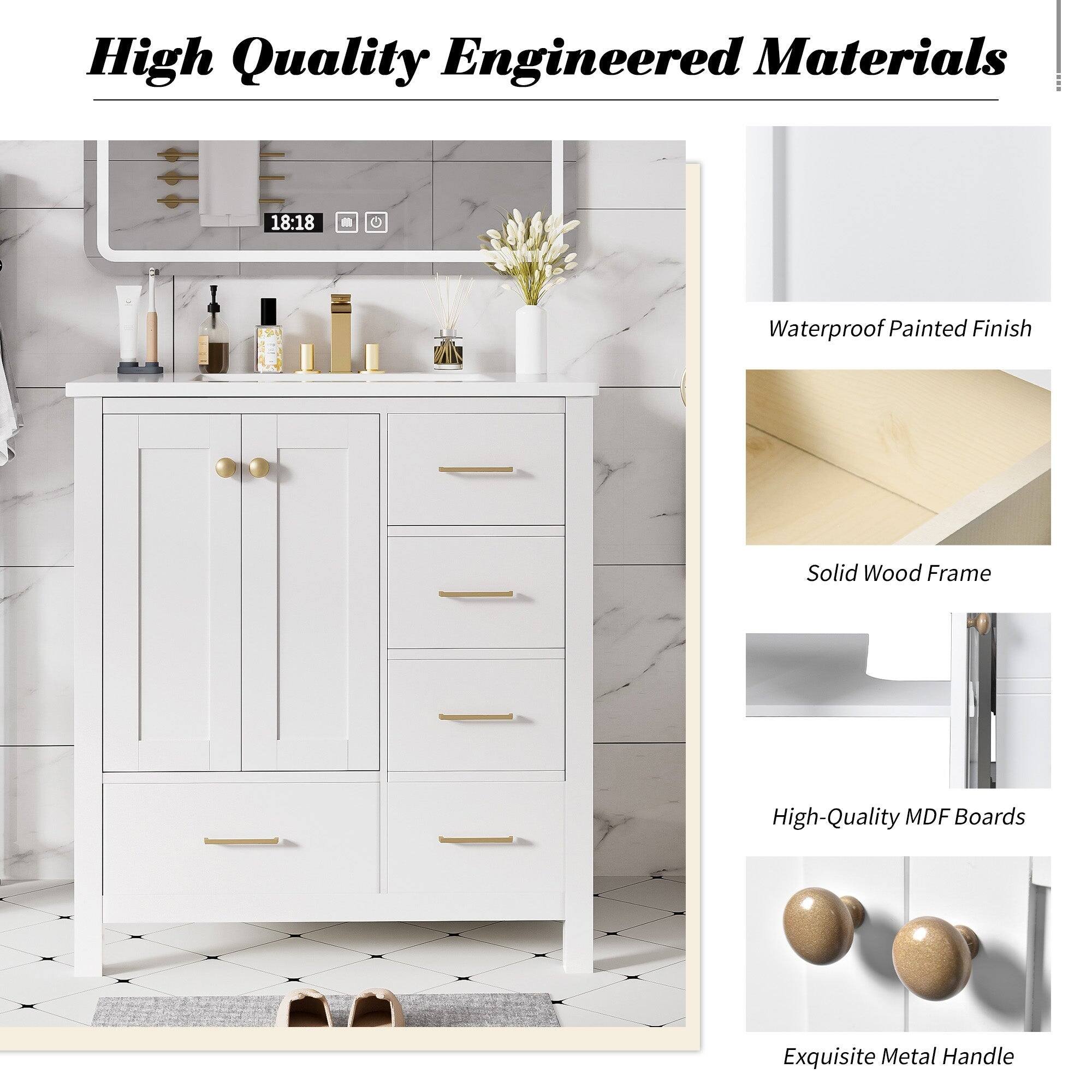 High Quality Engineered Materials

- Waterproof Painted Finish
- Solid Wood Frame
- High-Quality MDF Boards
- Exquisite Metal Handle
