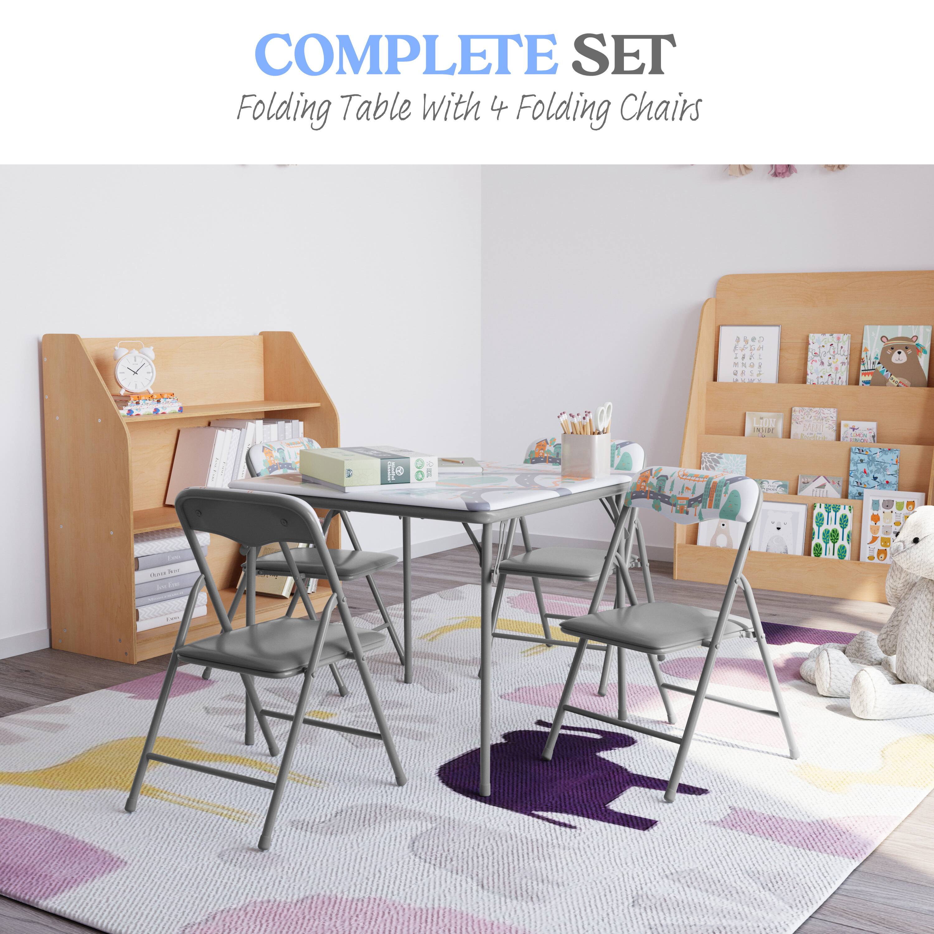 COMPLETE SET Folding Table With 4 Folding Chairs