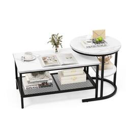 Ecooso - Set of 2 Nesting Coffee Table with Extra Storage Shelf for Living Room - Black