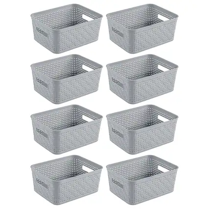Front. Sterilite - Sterilite 10x8x4.25 Inch Rectangular Short Basket for Home Organization (8 Pack) - Small Basket.