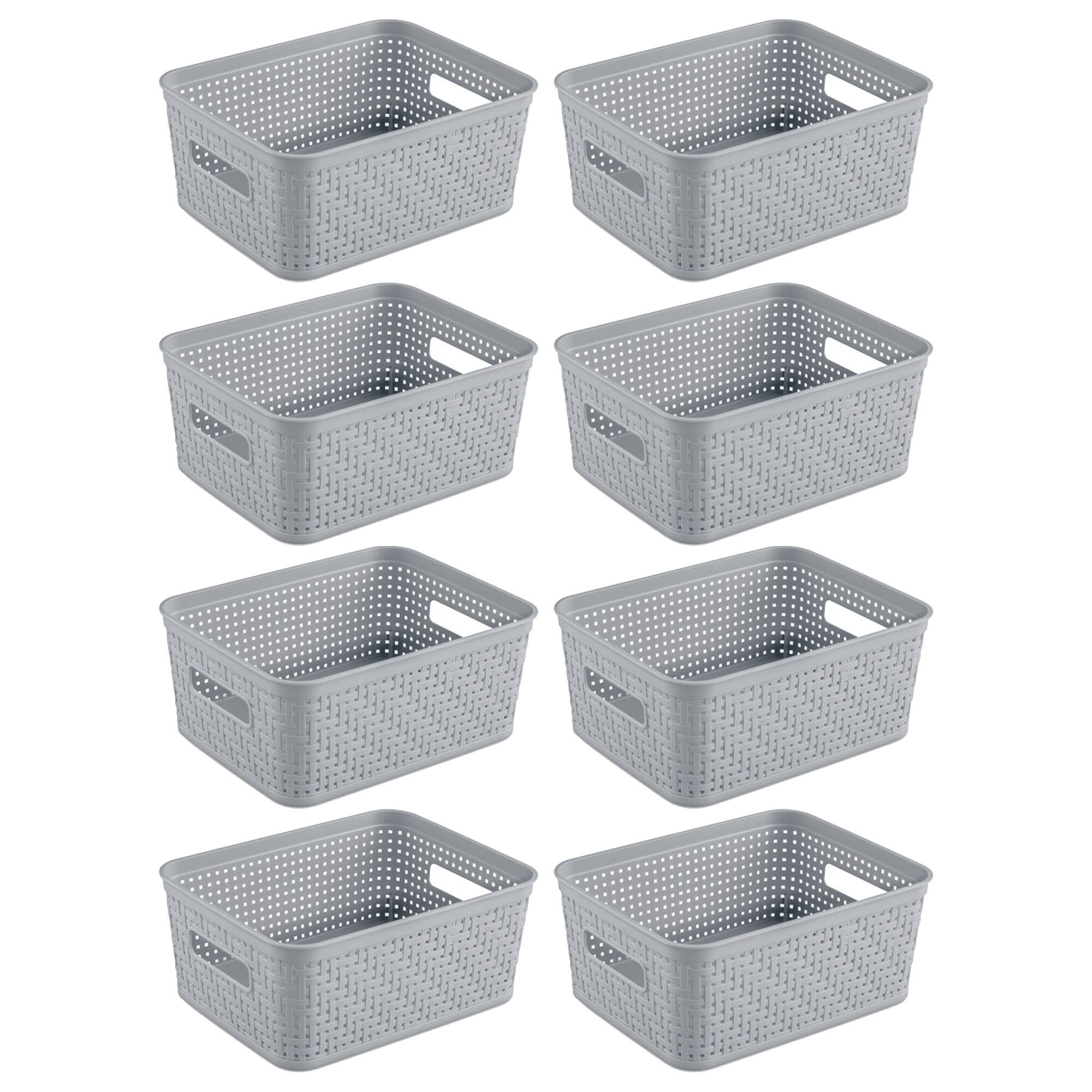 Front. Sterilite - Sterilite 10x8x4.25 Inch Rectangular Short Basket for Home Organization (8 Pack) - Small Basket.