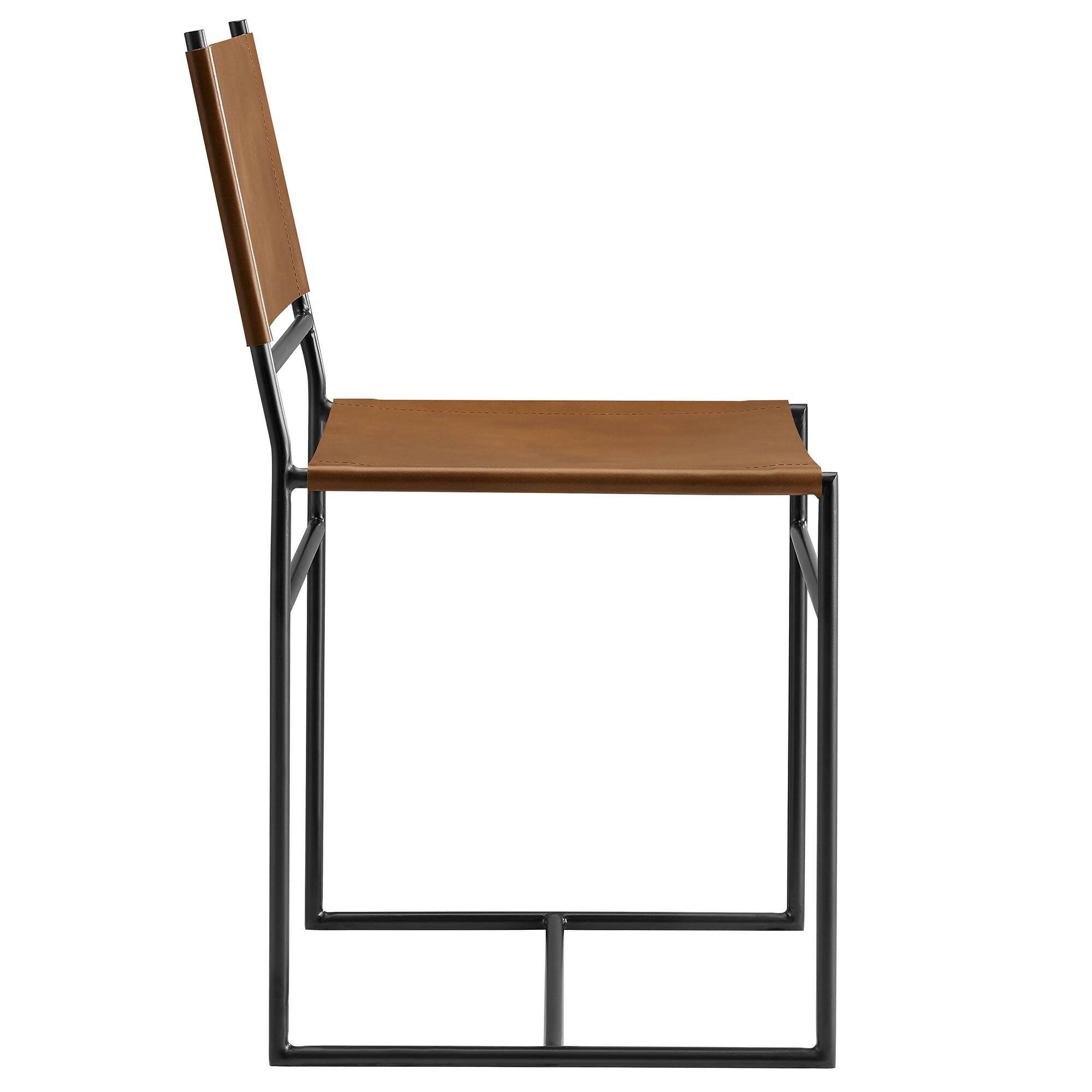 Back. Modway - Thatcher Leather and Metal Dining Chair by Modway - Brown.